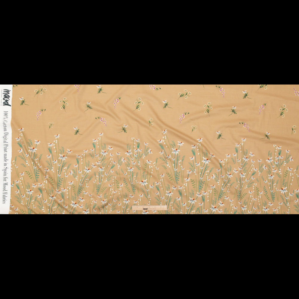 Cotton Voile Panel - Brown Sugar Daisy Flowers - Growing Distant Print - Mood Exclusive Kenko Collection Cotton Voile Panel - Brown Sugar Daisy Flowers - Growing Distant Print - Mood Exclusive Kenko Collection