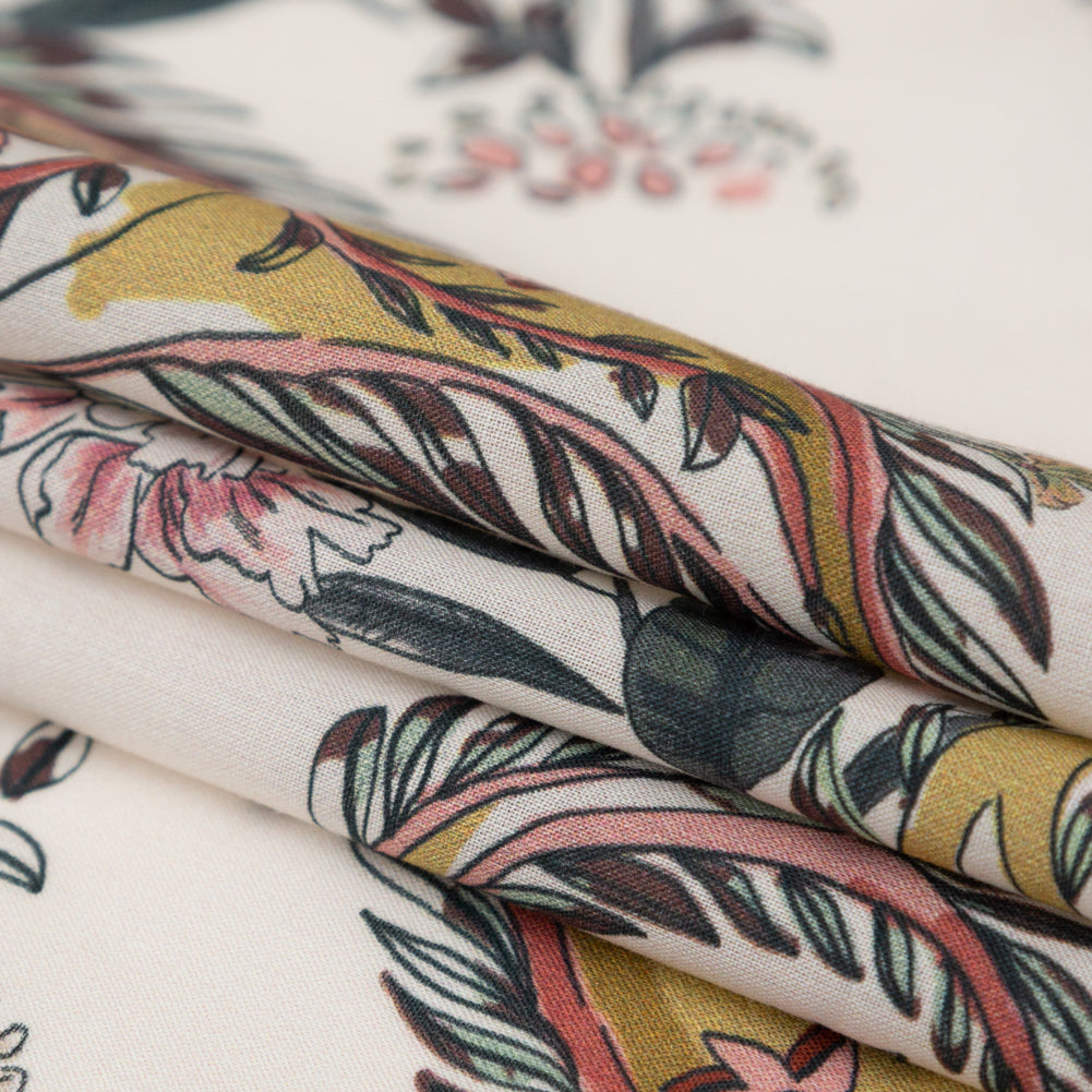 Cotton Voile - Cream Pink Paisleys - Leaving Footmarks Print - Mood Exclusive Kenko Collection - Folded Cotton Voile - Cream Pink Paisleys - Leaving Footmarks Print - Mood Exclusive Kenko Collection - Folded