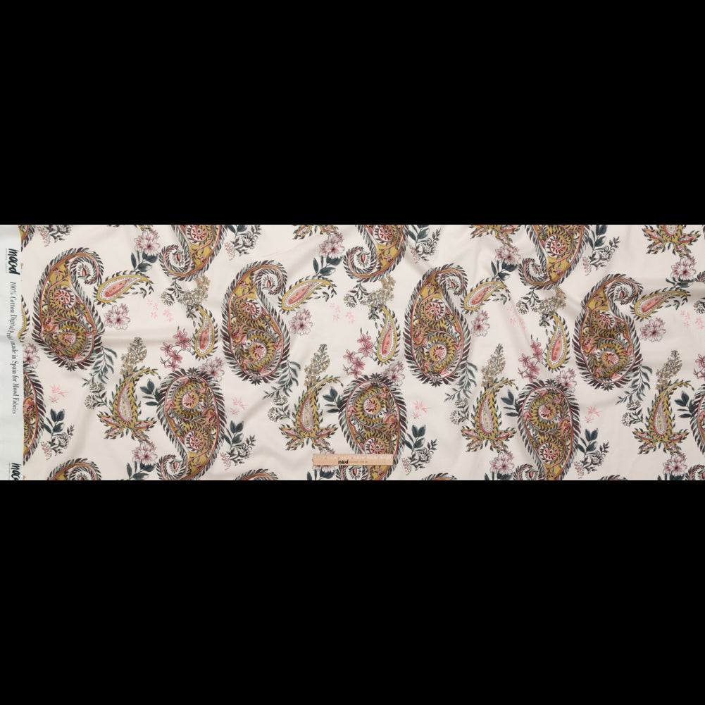 Cotton Voile - Cream Pink Paisleys - Leaving Footmarks Print - Mood Exclusive Kenko Collection - Full Cotton Voile - Cream Pink Paisleys - Leaving Footmarks Print - Mood Exclusive Kenko Collection - Full