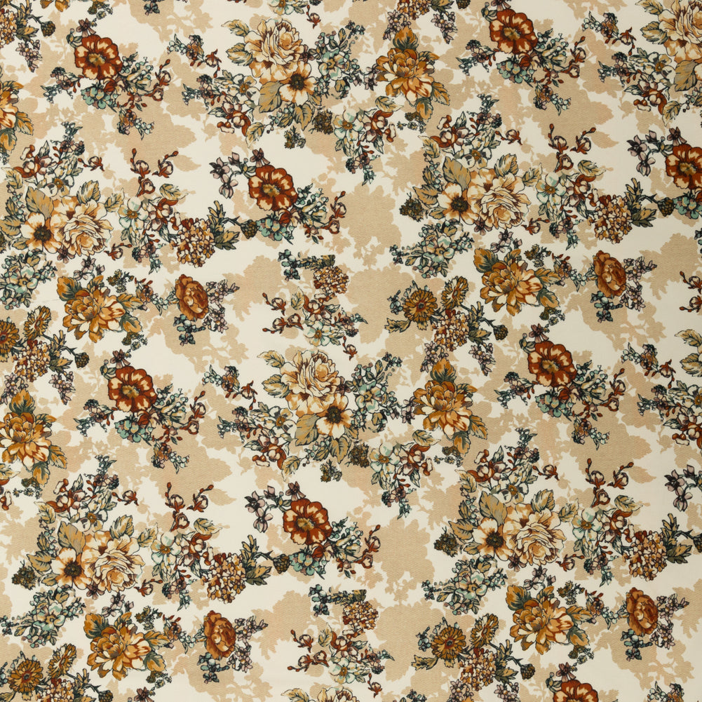 Stretch Polyester Crepe - Orange Flowers and Shadows - Spectral Lights Print - Mood Exclusive Crow Collection Stretch Polyester Crepe - Orange Flowers and Shadows - Spectral Lights Print - Mood Exclusive Crow Collection