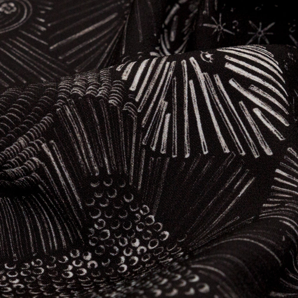 Stretch Polyester Crepe - Black Feathers - Miscellaneous Phenomena Print - Mood Exclusive Crow Collection - Detail Stretch Polyester Crepe - Black Feathers - Miscellaneous Phenomena Print - Mood Exclusive Crow Collection - Detail