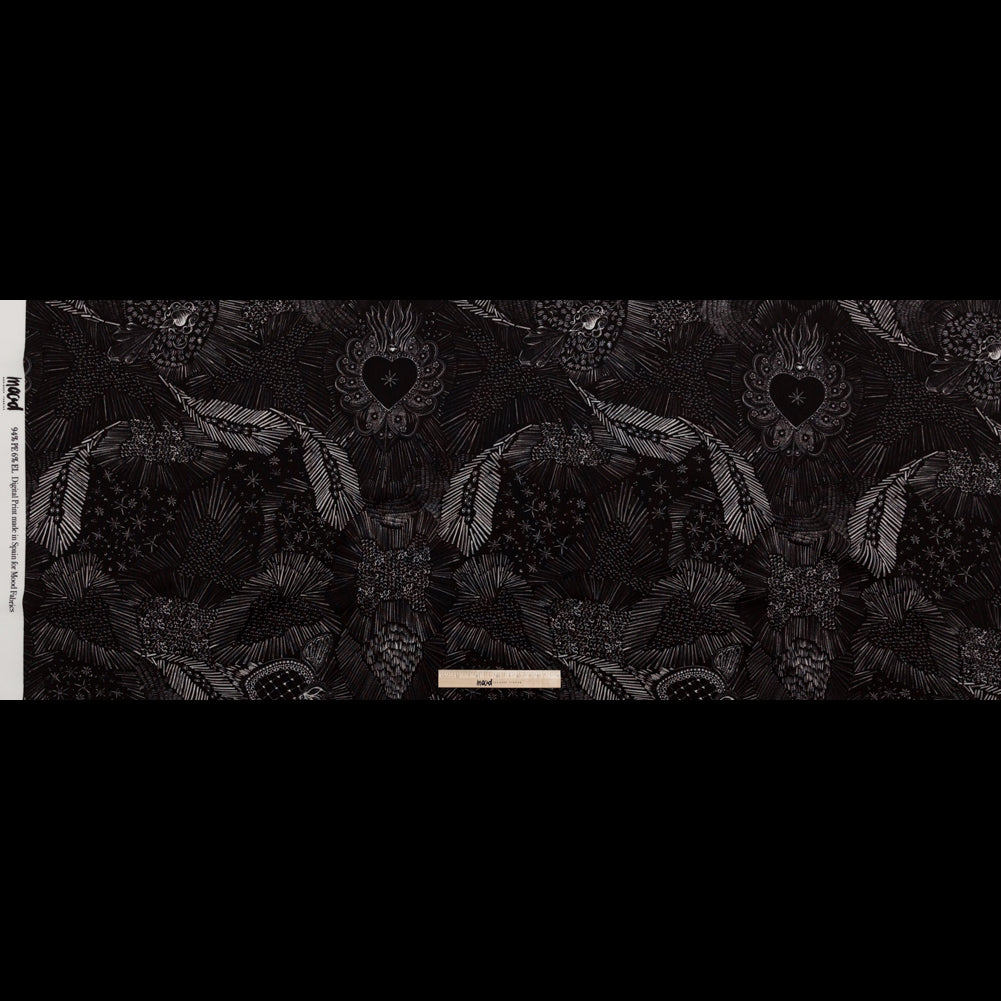 Stretch Polyester Crepe - Black Feathers - Miscellaneous Phenomena Print - Mood Exclusive Crow Collection - Full Stretch Polyester Crepe - Black Feathers - Miscellaneous Phenomena Print - Mood Exclusive Crow Collection - Full
