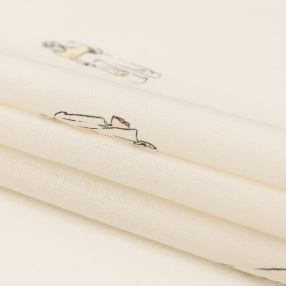 Cotton Voile - White Little Figures - Waking and Sleeping Print - Mood Exclusive Crow Collection Folded Cotton Voile - White Little Figures - Waking and Sleeping Print - Mood Exclusive Crow Collection Folded