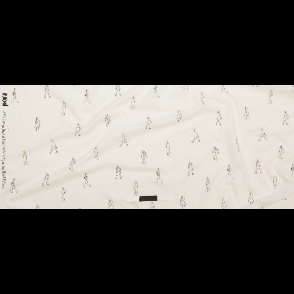Cotton Voile - White Little Figures - Waking and Sleeping Print - Mood Exclusive Crow Collection Full Cotton Voile - White Little Figures - Waking and Sleeping Print - Mood Exclusive Crow Collection Full