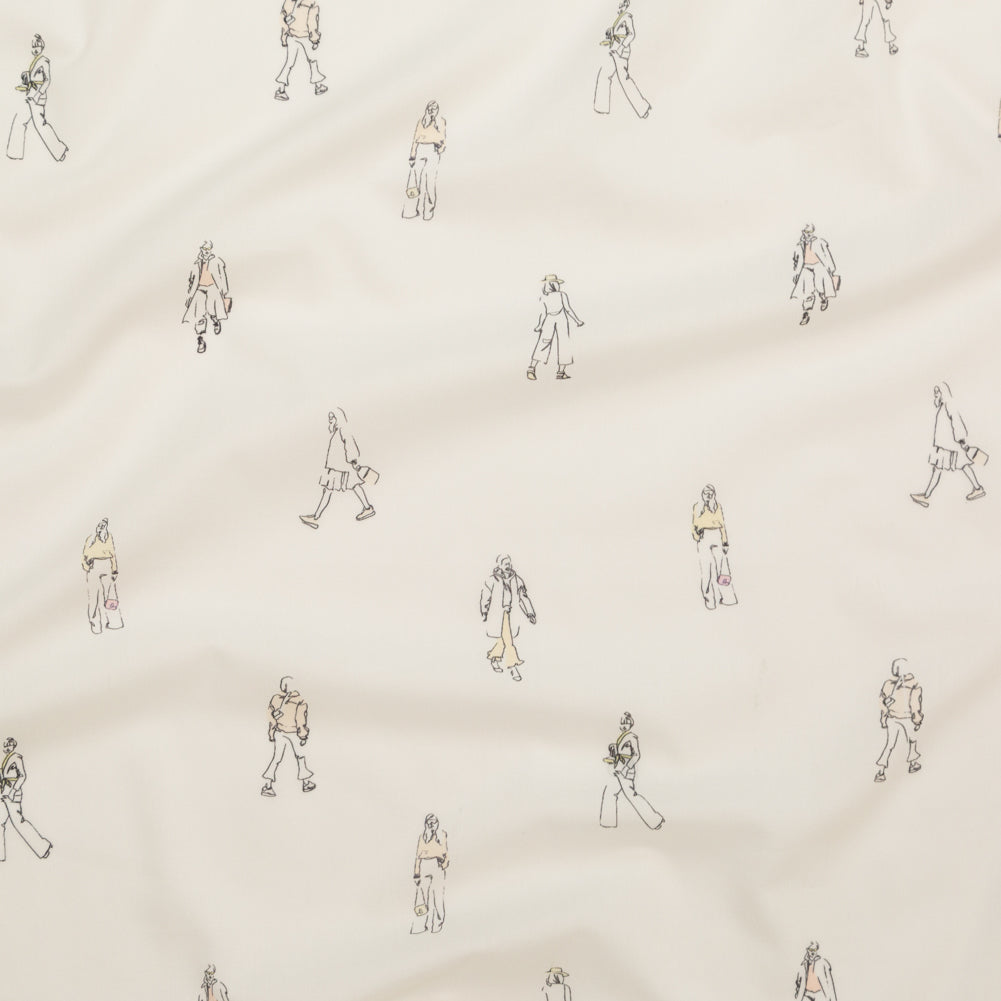 Cotton Voile - White Little Figures - Waking and Sleeping Print - Mood Exclusive Crow Collection Cotton Voile - White Little Figures - Waking and Sleeping Print - Mood Exclusive Crow Collection
