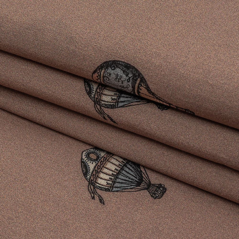 Cotton Voile - Taupe Hot Air Balloons - The Appointment Kept Print - Mood Exclusive Crow Collection Folded Cotton Voile - Taupe Hot Air Balloons - The Appointment Kept Print - Mood Exclusive Crow Collection Folded