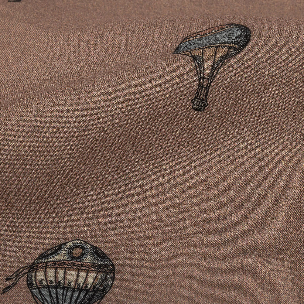 Cotton Voile - Taupe Hot Air Balloons - The Appointment Kept Print - Mood Exclusive Crow Collection Detail Cotton Voile - Taupe Hot Air Balloons - The Appointment Kept Print - Mood Exclusive Crow Collection Detail