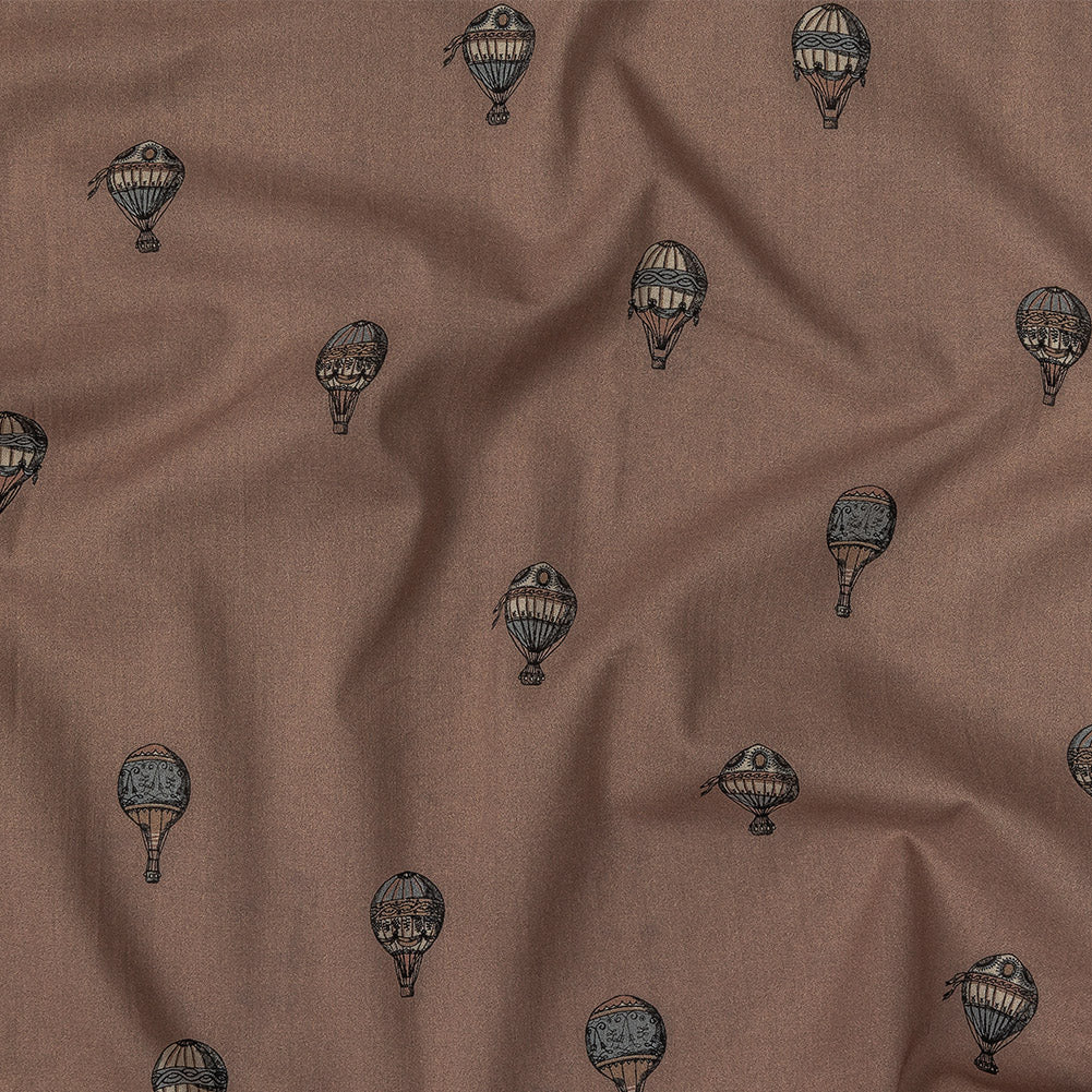 Cotton Voile - Taupe Hot Air Balloons - The Appointment Kept Print - Mood Exclusive Crow Collection Cotton Voile - Taupe Hot Air Balloons - The Appointment Kept Print - Mood Exclusive Crow Collection
