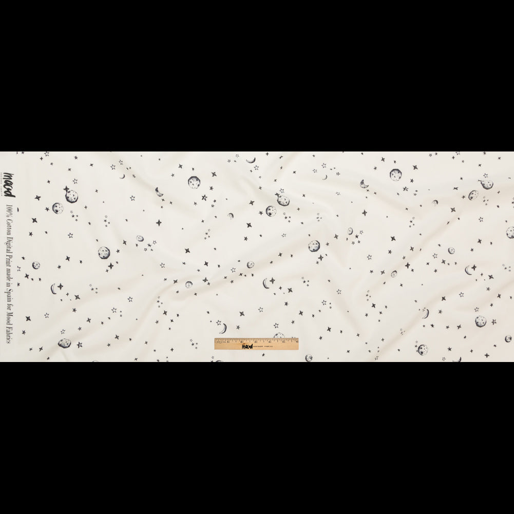 Cotton Voile - White Stars and Moons - Garde Chasse Print - Mood Exclusive Crow Collection Full Cotton Voile - White Stars and Moons - Garde Chasse Print - Mood Exclusive Crow Collection Full