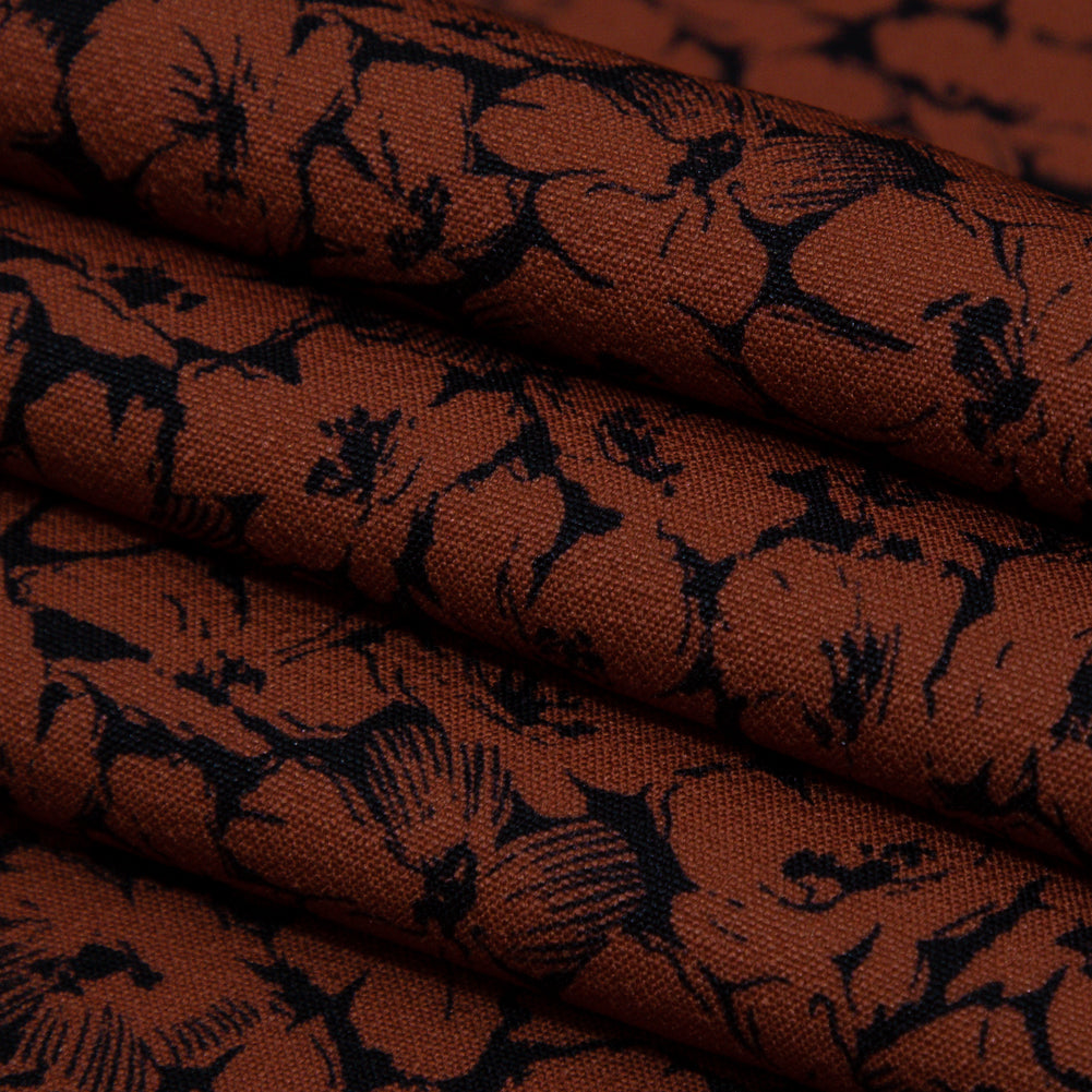 Crepé de poliéster elástico - Estampado floral color óxido - Estampado Poppy Paradise - Colección exclusiva Serengeti de Mood Crepé de poliéster elástico - Estampado floral color óxido - Estampado Poppy Paradise - Colección exclusiva Serengeti de Mood