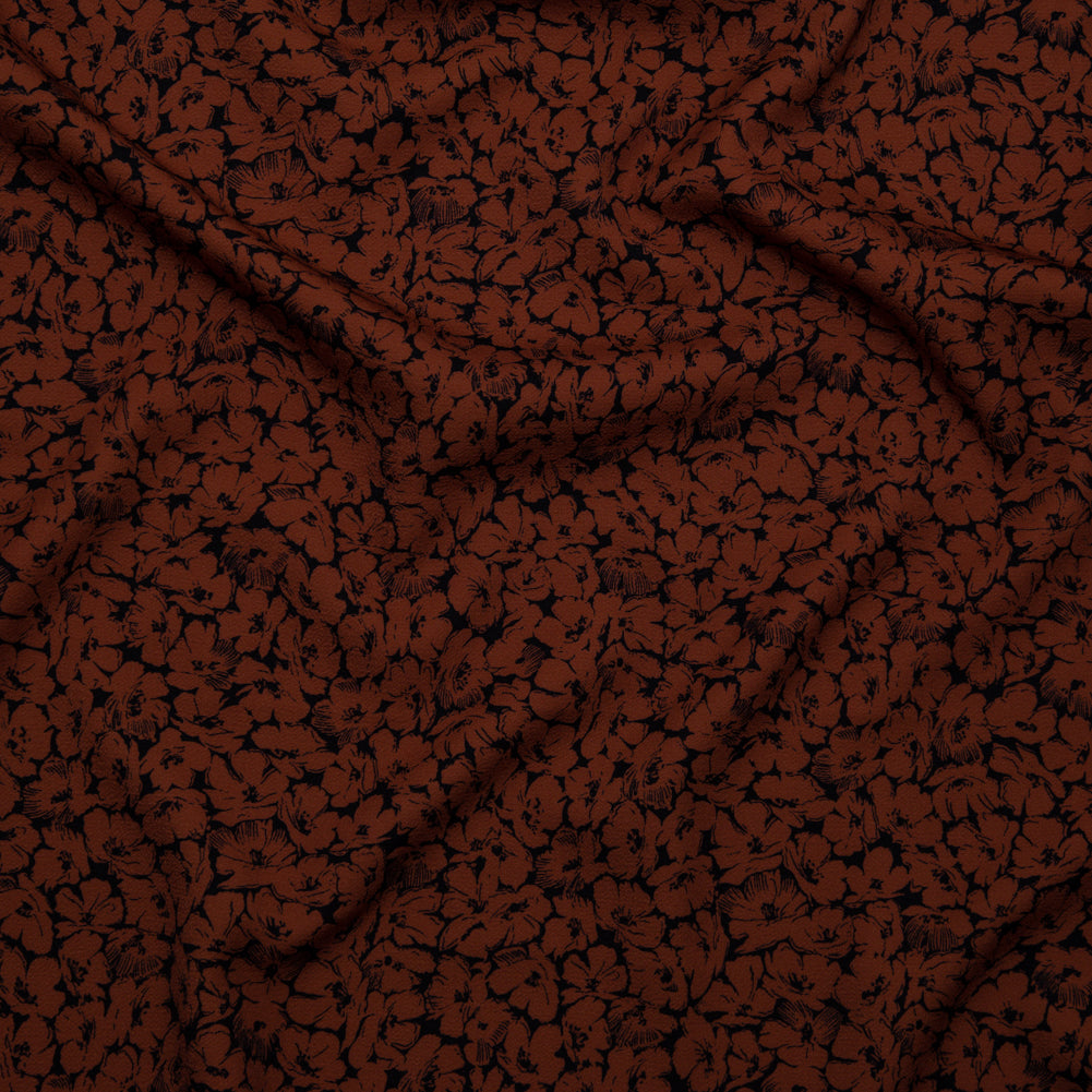 Stretch Polyester Crepe - Rust Floral - Poppy Paradise Print - Mood Exclusive Serengeti Collection Stretch Polyester Crepe - Rust Floral - Poppy Paradise Print - Mood Exclusive Serengeti Collection