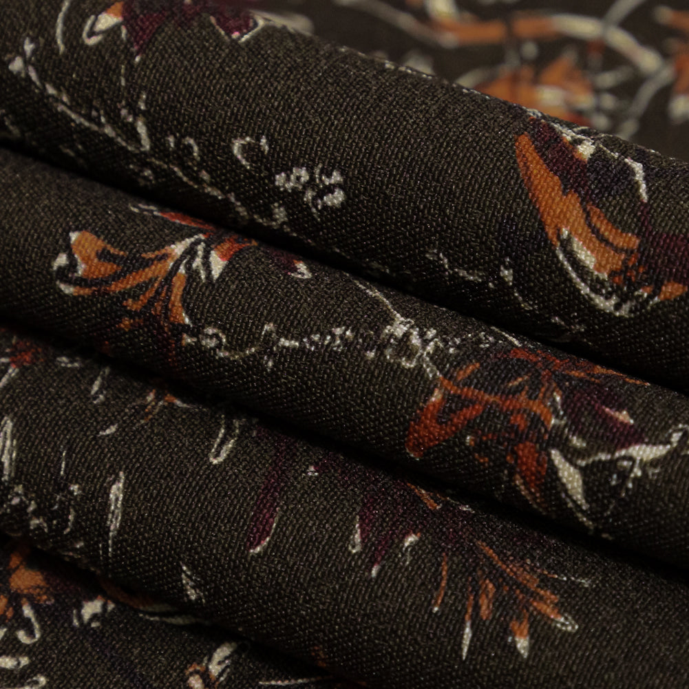 Stretch Polyester Crepe - Brown and Red Trees - Gloomy Garden Print - Mood Exclusive Serengeti Collection Stretch Polyester Crepe - Brown and Red Trees - Gloomy Garden Print - Mood Exclusive Serengeti Collection