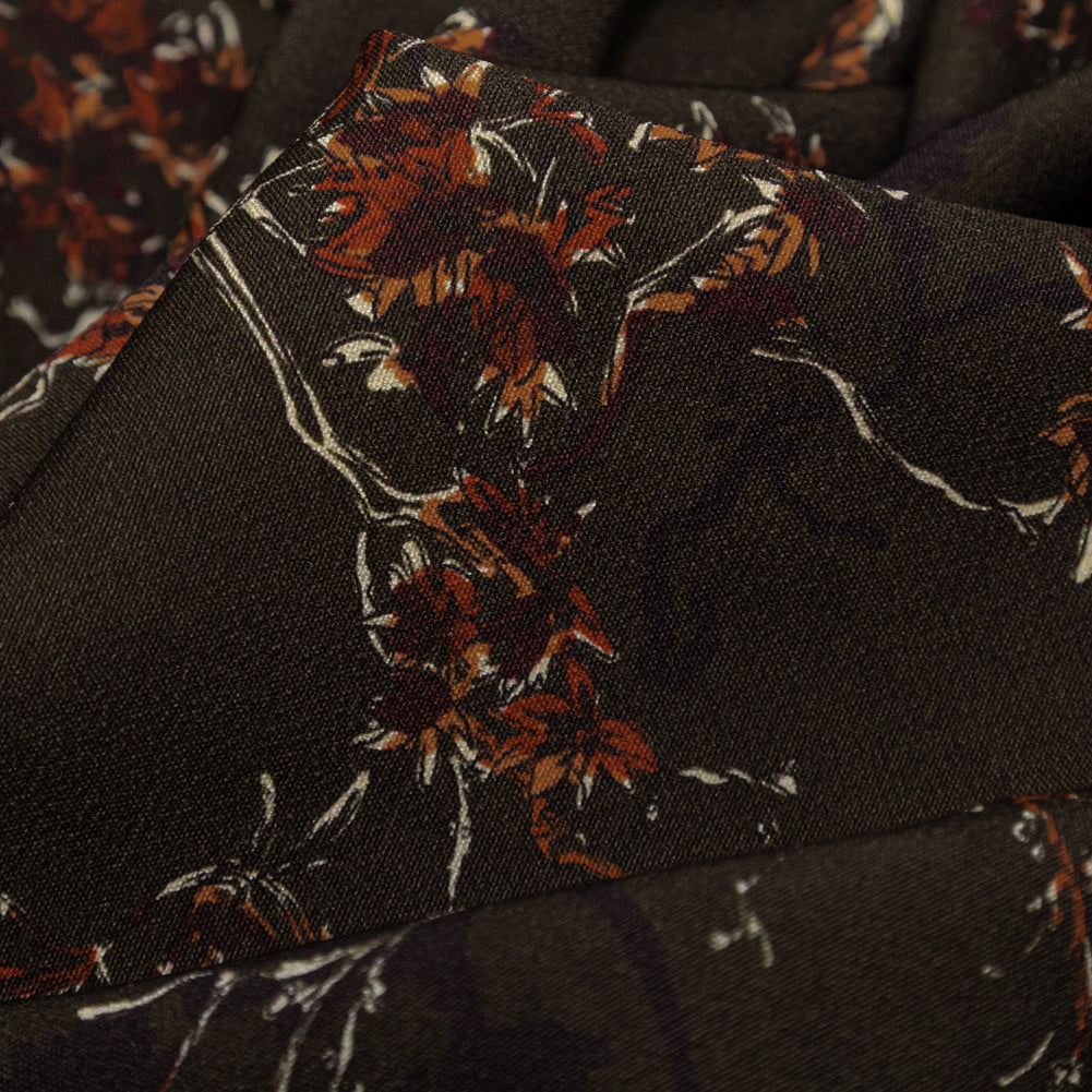 Stretch Polyester Crepe - Brown and Red Trees - Gloomy Garden Print - Mood Exclusive Serengeti Collection Stretch Polyester Crepe - Brown and Red Trees - Gloomy Garden Print - Mood Exclusive Serengeti Collection