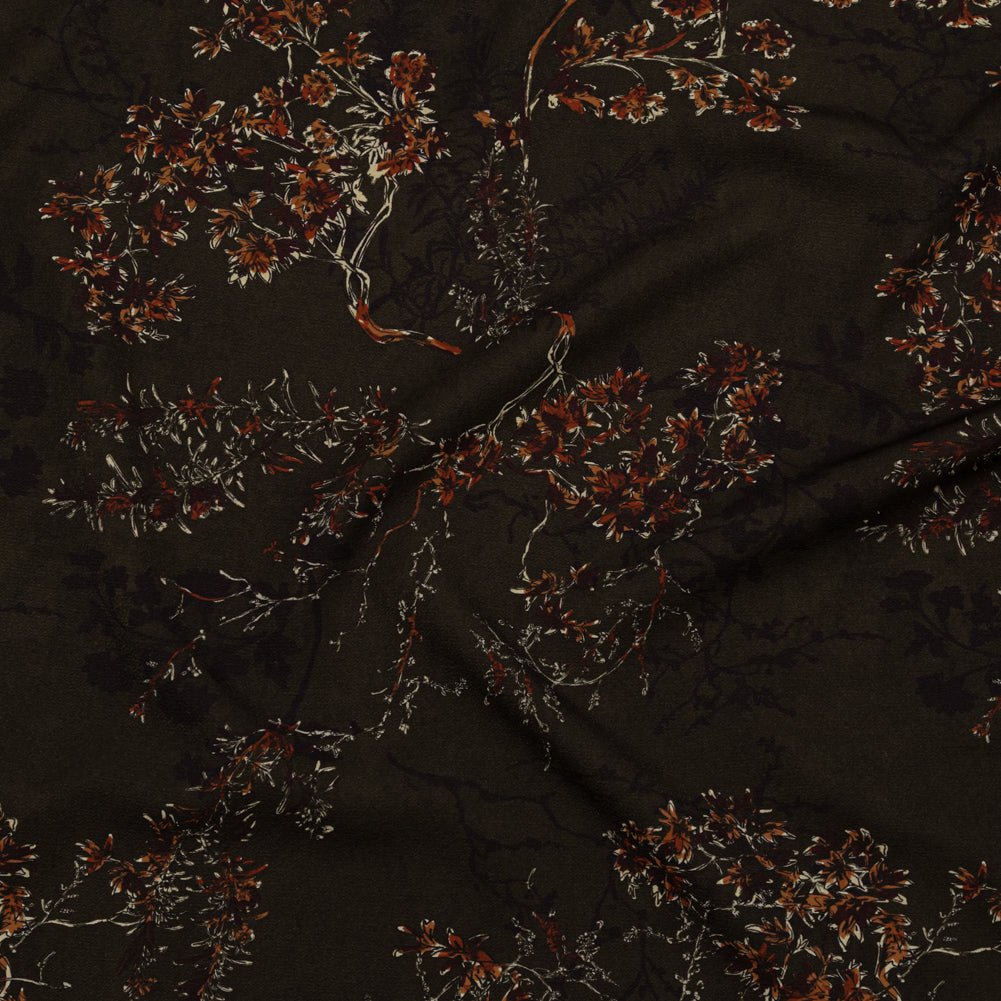 Stretch Polyester Crepe - Brown and Red Trees - Gloomy Garden Print - Mood Exclusive Serengeti Collection Stretch Polyester Crepe - Brown and Red Trees - Gloomy Garden Print - Mood Exclusive Serengeti Collection