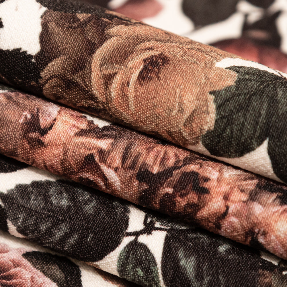 Stretch Polyester Crepe - White and Green Floral - Ethereal Verdure Print - Mood Exclusive Serengeti Collection Stretch Polyester Crepe - White and Green Floral - Ethereal Verdure Print - Mood Exclusive Serengeti Collection