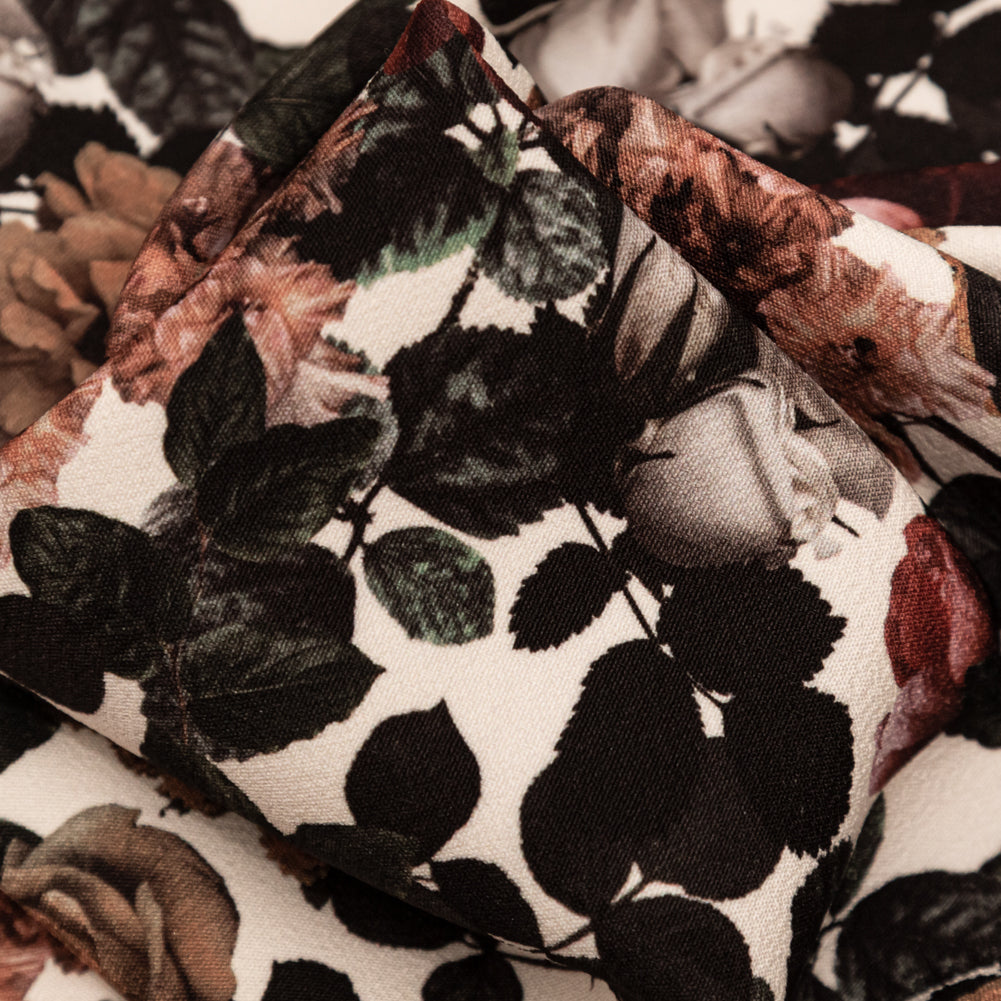 Stretch Polyester Crepe - White and Green Floral - Ethereal Verdure Print - Mood Exclusive Serengeti Collection Stretch Polyester Crepe - White and Green Floral - Ethereal Verdure Print - Mood Exclusive Serengeti Collection