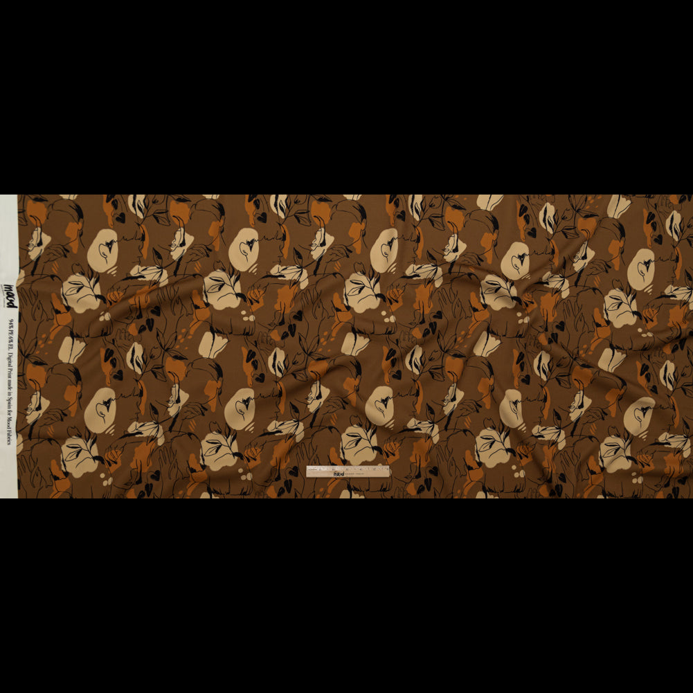 Stretch Polyester Crepe - Brown Figure Lines - Contoured Personage Print - Mood Exclusive Serengeti Collection Stretch Polyester Crepe - Brown Figure Lines - Contoured Personage Print - Mood Exclusive Serengeti Collection