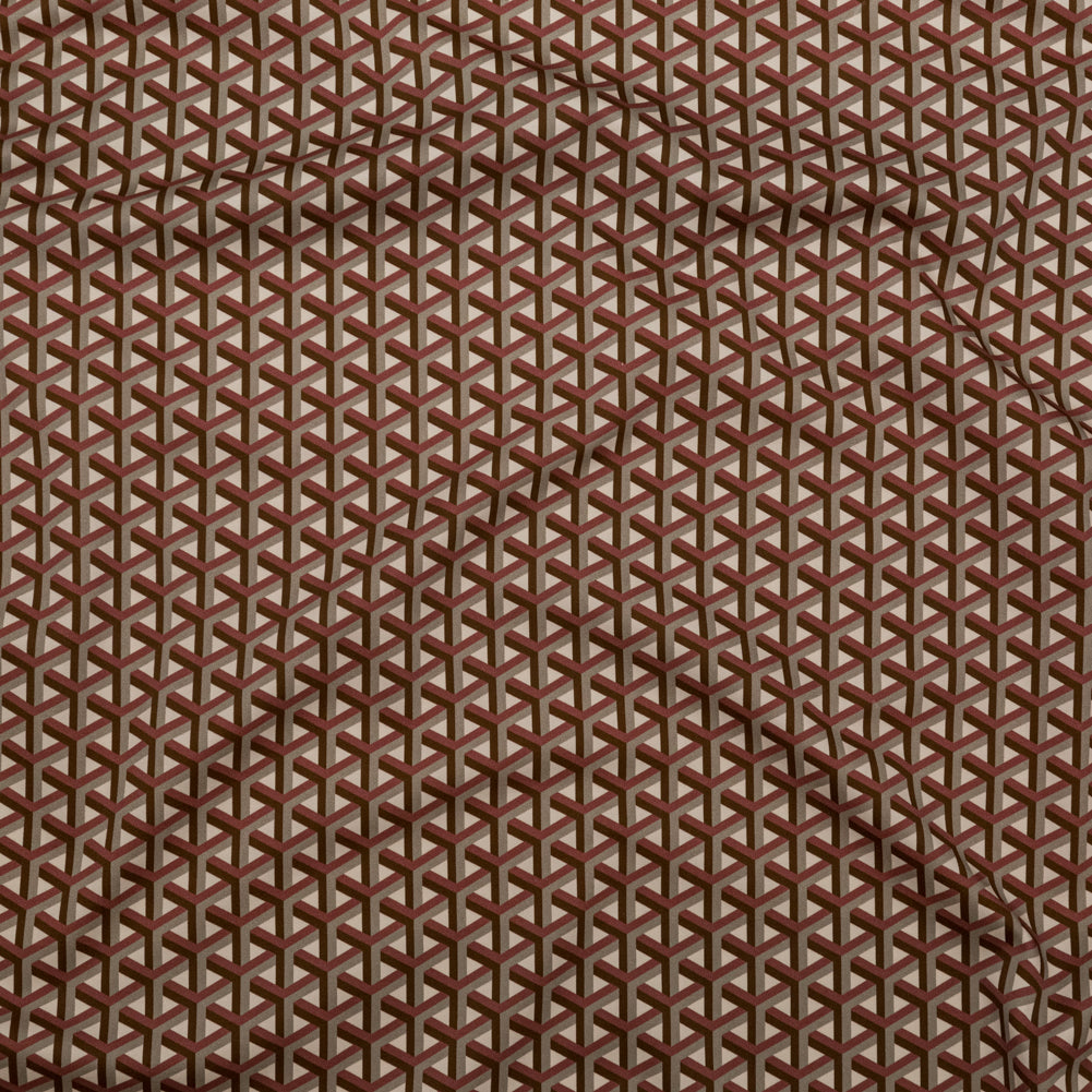 Stretch Cotton Sateen - Maroon Geometric - Isometric Entanglement Print - Mood Exclusive Serengeti Collection Stretch Cotton Sateen - Maroon Geometric - Isometric Entanglement Print - Mood Exclusive Serengeti Collection