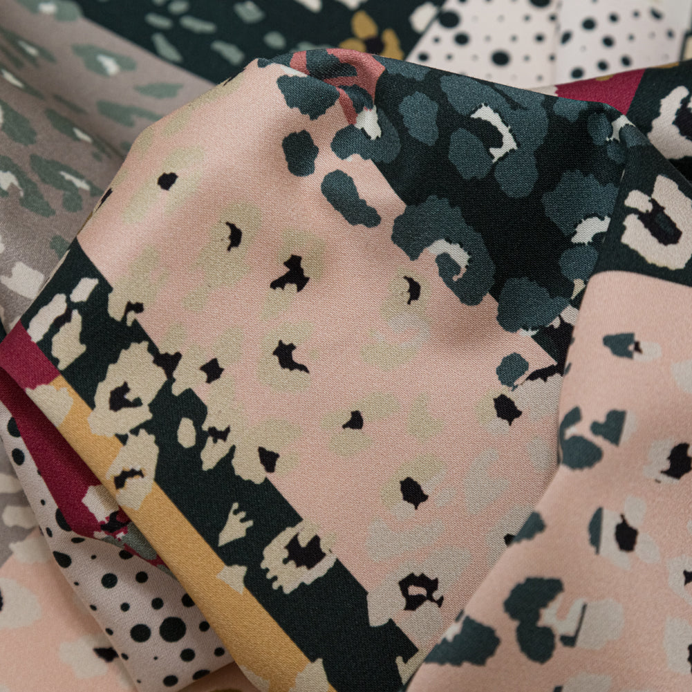 Stretch Cotton Sateen - Pink and Black Spotted Patchwork - Dissonant Disposition Print - Mood Exclusive Serengeti Collection - Detail Stretch Cotton Sateen - Pink and Black Spotted Patchwork - Dissonant Disposition Print - Mood Exclusive Serengeti Collection - Detail