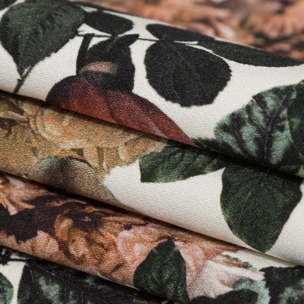 Stretch Cotton Sateen - White and Green Floral - Ethereal Verdure Print - Mood Exclusive Serengeti Collection Stretch Cotton Sateen - White and Green Floral - Ethereal Verdure Print - Mood Exclusive Serengeti Collection