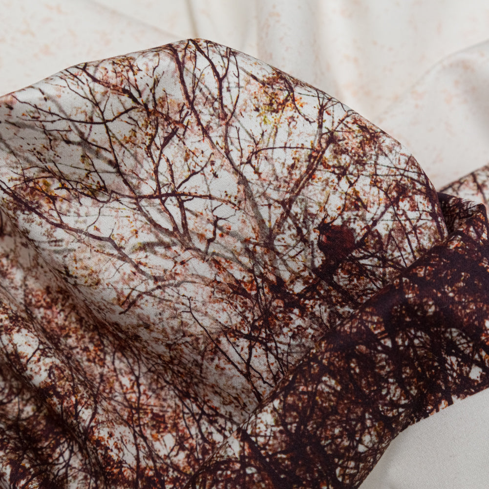 Stretch Cotton Sateen Panel - Brown Tree Branches - Celestial Canopy Print - Mood Exclusive Serengeti Collection Stretch Cotton Sateen Panel - Brown Tree Branches - Celestial Canopy Print - Mood Exclusive Serengeti Collection