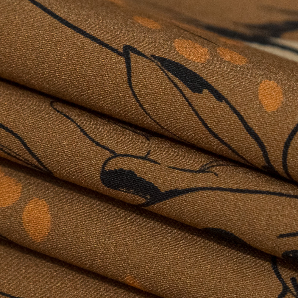 Stretch Cotton Sateen - Brown Figure Lines - Contoured Personage Print - Mood Exclusive Serengeti Collection Stretch Cotton Sateen - Brown Figure Lines - Contoured Personage Print - Mood Exclusive Serengeti Collection