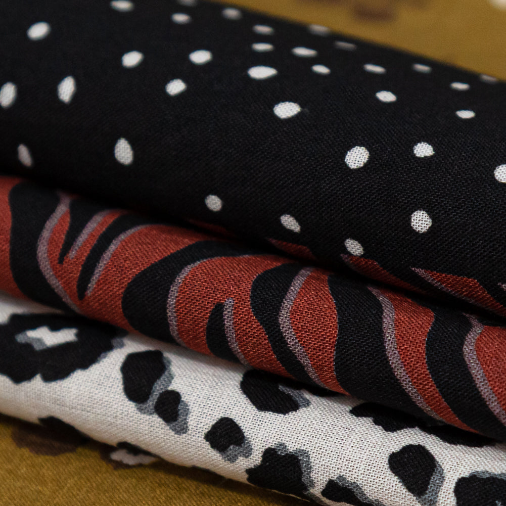Cotton Voile - Yellow, Red and Black Patchwork - Tiled Coalescence Print - Mood Exclusive Serengeti Collection Cotton Voile - Yellow, Red and Black Patchwork - Tiled Coalescence Print - Mood Exclusive Serengeti Collection