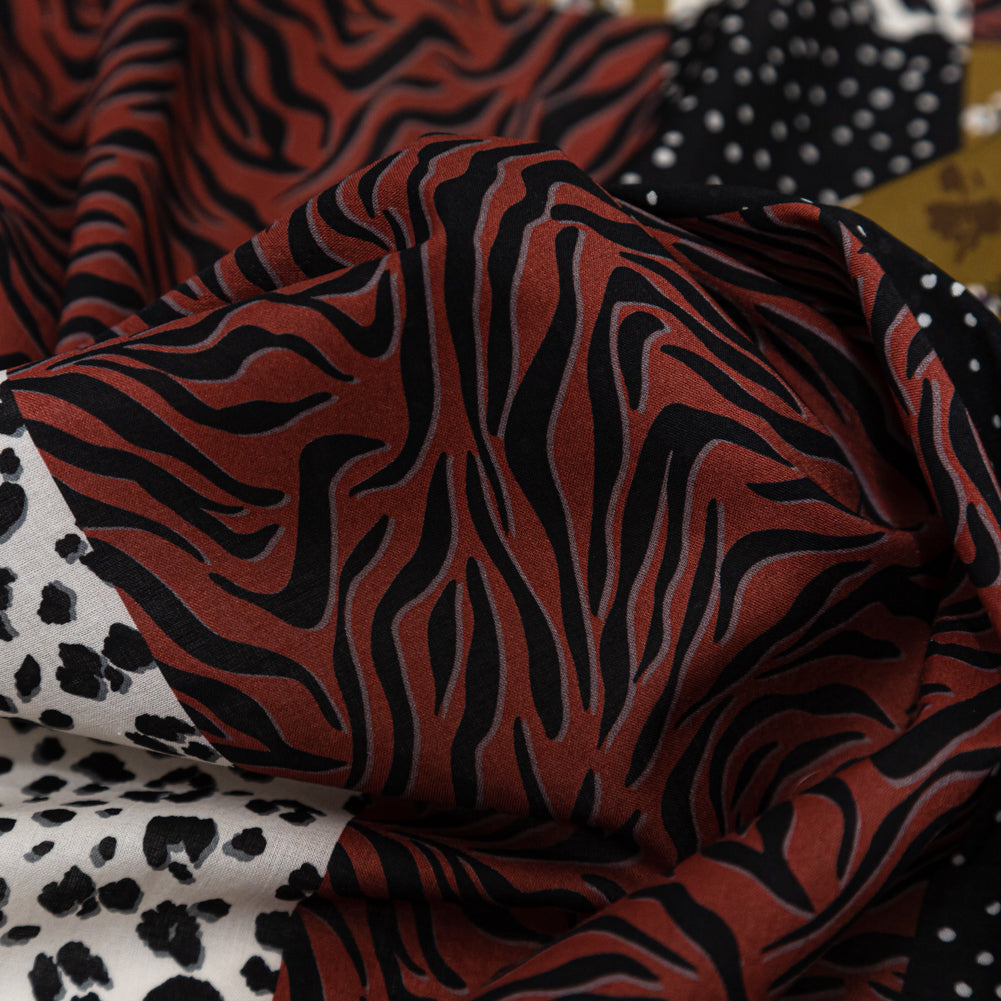 Cotton Voile - Yellow, Red and Black Patchwork - Tiled Coalescence Print - Mood Exclusive Serengeti Collection Cotton Voile - Yellow, Red and Black Patchwork - Tiled Coalescence Print - Mood Exclusive Serengeti Collection