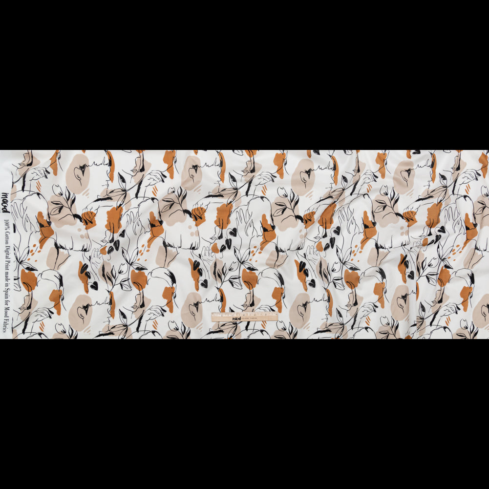 Cotton Voile - White Figure Lines - Contoured Personage Print - Mood Exclusive Serengeti Collection Cotton Voile - White Figure Lines - Contoured Personage Print - Mood Exclusive Serengeti Collection