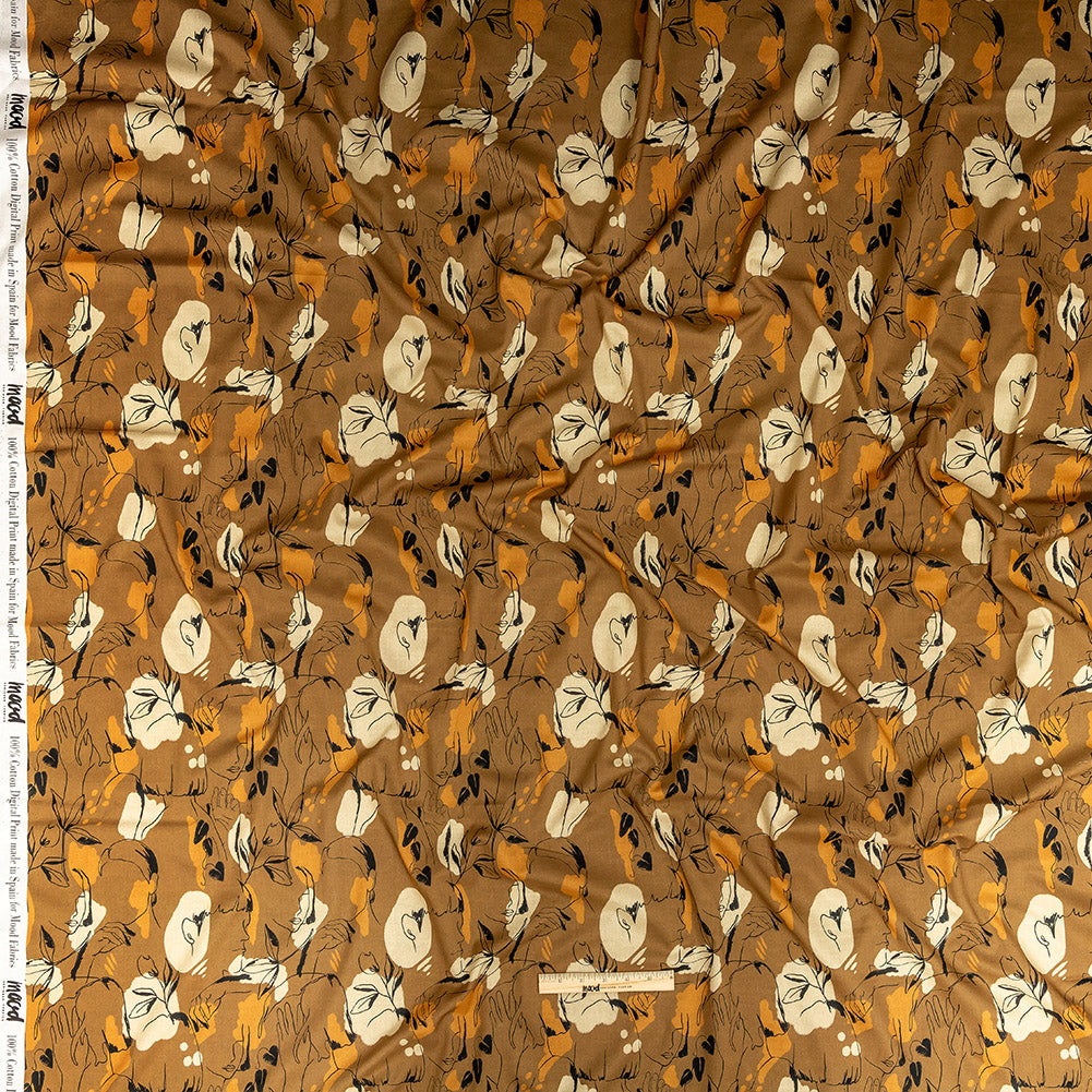 Cotton Voile - Brown Figure Lines - Contoured Personage Print - Mood Exclusive Serengeti Collection Cotton Voile - Brown Figure Lines - Contoured Personage Print - Mood Exclusive Serengeti Collection