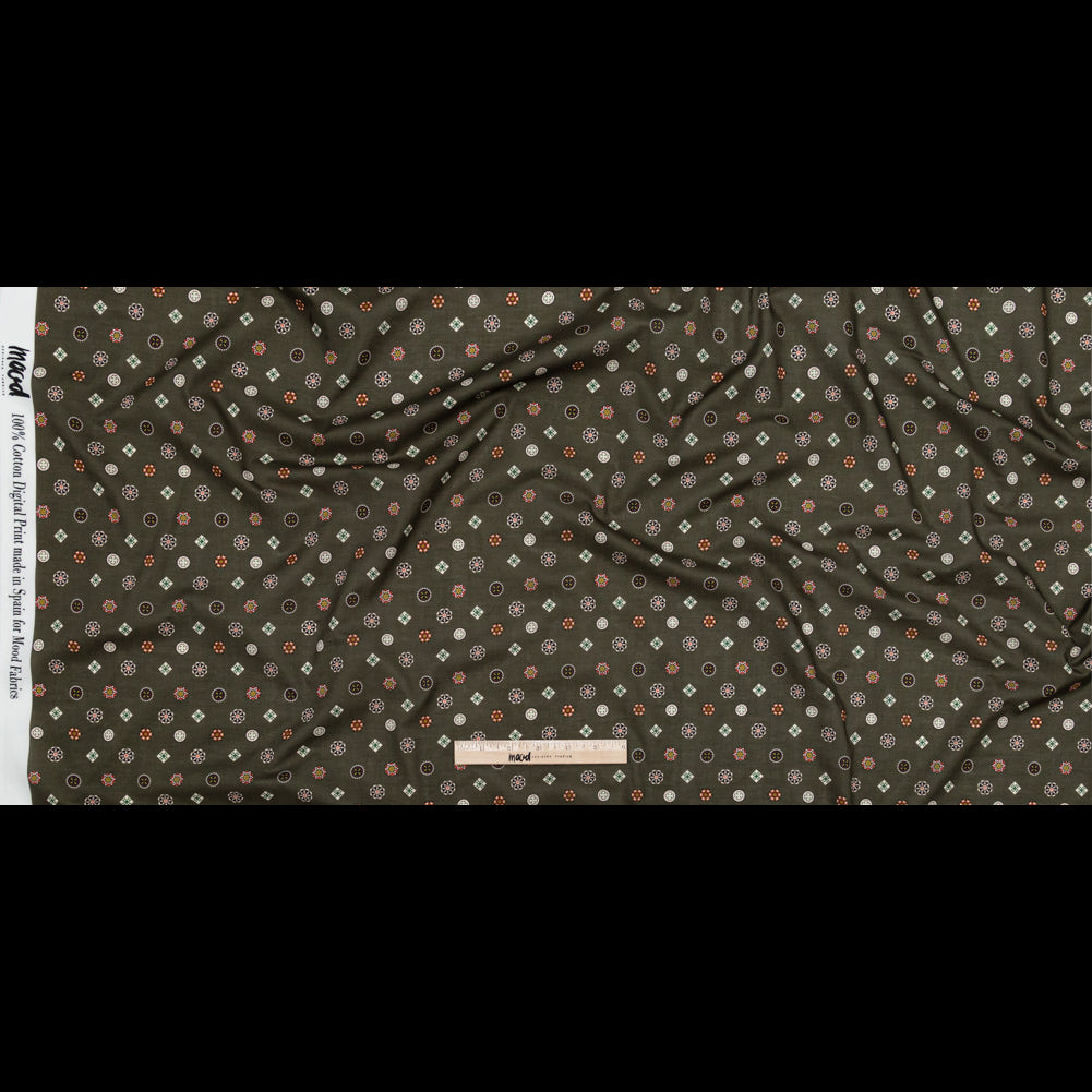 Cotton Voile - Olive Green LIttle Medallions - Emblematic Medallions Print - Mood Exclusive Serengeti Collection Cotton Voile - Olive Green LIttle Medallions - Emblematic Medallions Print - Mood Exclusive Serengeti Collection