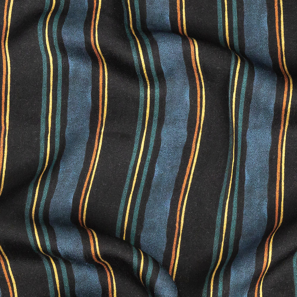 Rayon Challis - Navy and Blue Stripes - Linear Transcendence Print - Mood Exclusive Tumunyana Collection Detail Rayon Challis - Navy and Blue Stripes - Linear Transcendence Print - Mood Exclusive Tumunyana Collection Detail