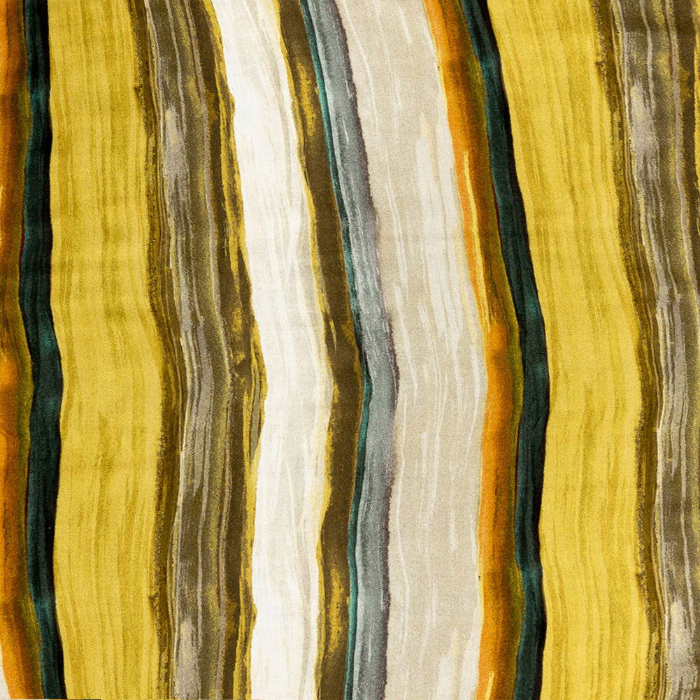 Rayon Challis - Yellow and Royal Blue Painted Stripes - Nilotic Wasteland Print - Mood Exclusive Tumunyana Collection Rayon Challis - Yellow and Royal Blue Painted Stripes - Nilotic Wasteland Print - Mood Exclusive Tumunyana Collection