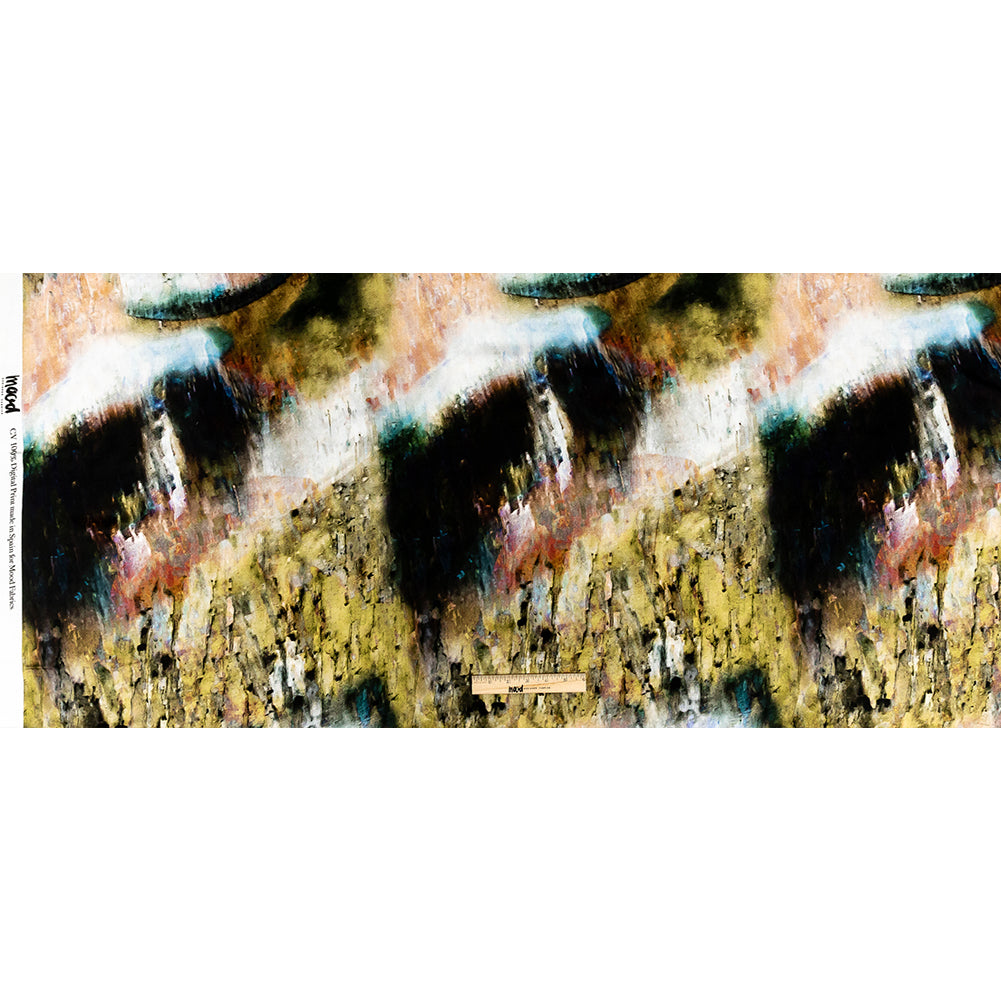 Rayon Challis - Chartreuse and Beige Painterly Abstract - Ethereal Apparition Print - Mood Exclusive Tumunyana Collection Full Rayon Challis - Chartreuse and Beige Painterly Abstract - Ethereal Apparition Print - Mood Exclusive Tumunyana Collection Full