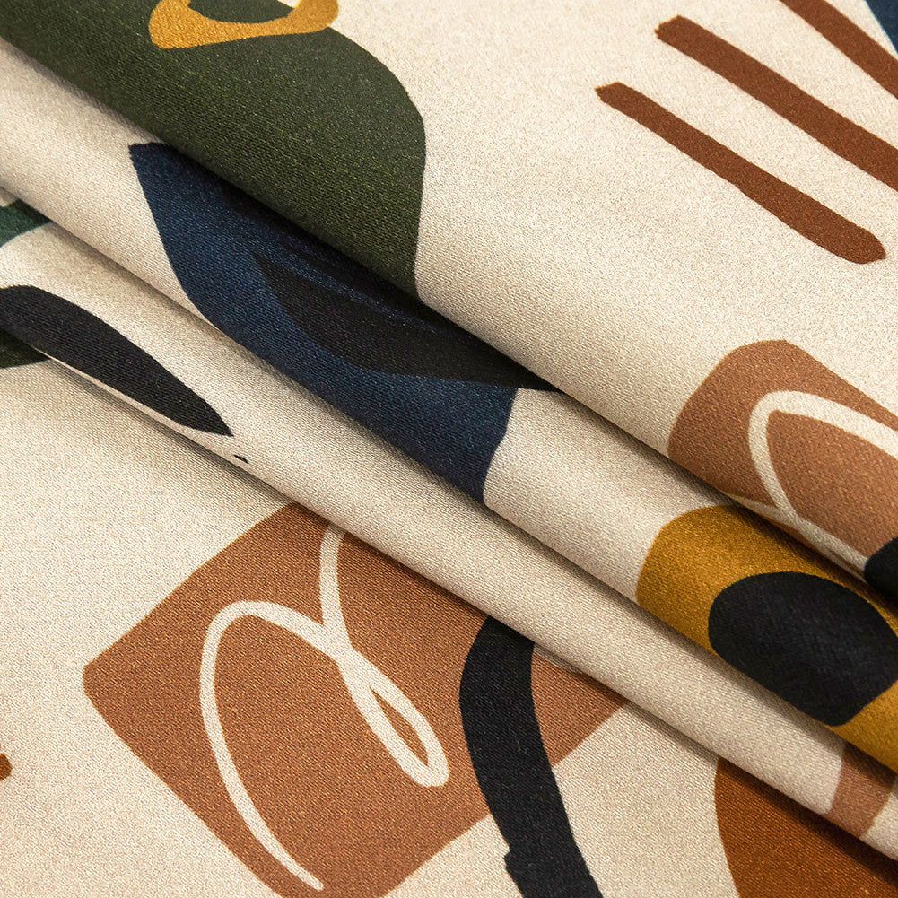 Stretch Cotton Sateen - Cream and Multicolored Doodles - Sundry Symbols Print - Mood Exclusive Tumunyana Collection Folded Stretch Cotton Sateen - Cream and Multicolored Doodles - Sundry Symbols Print - Mood Exclusive Tumunyana Collection Folded