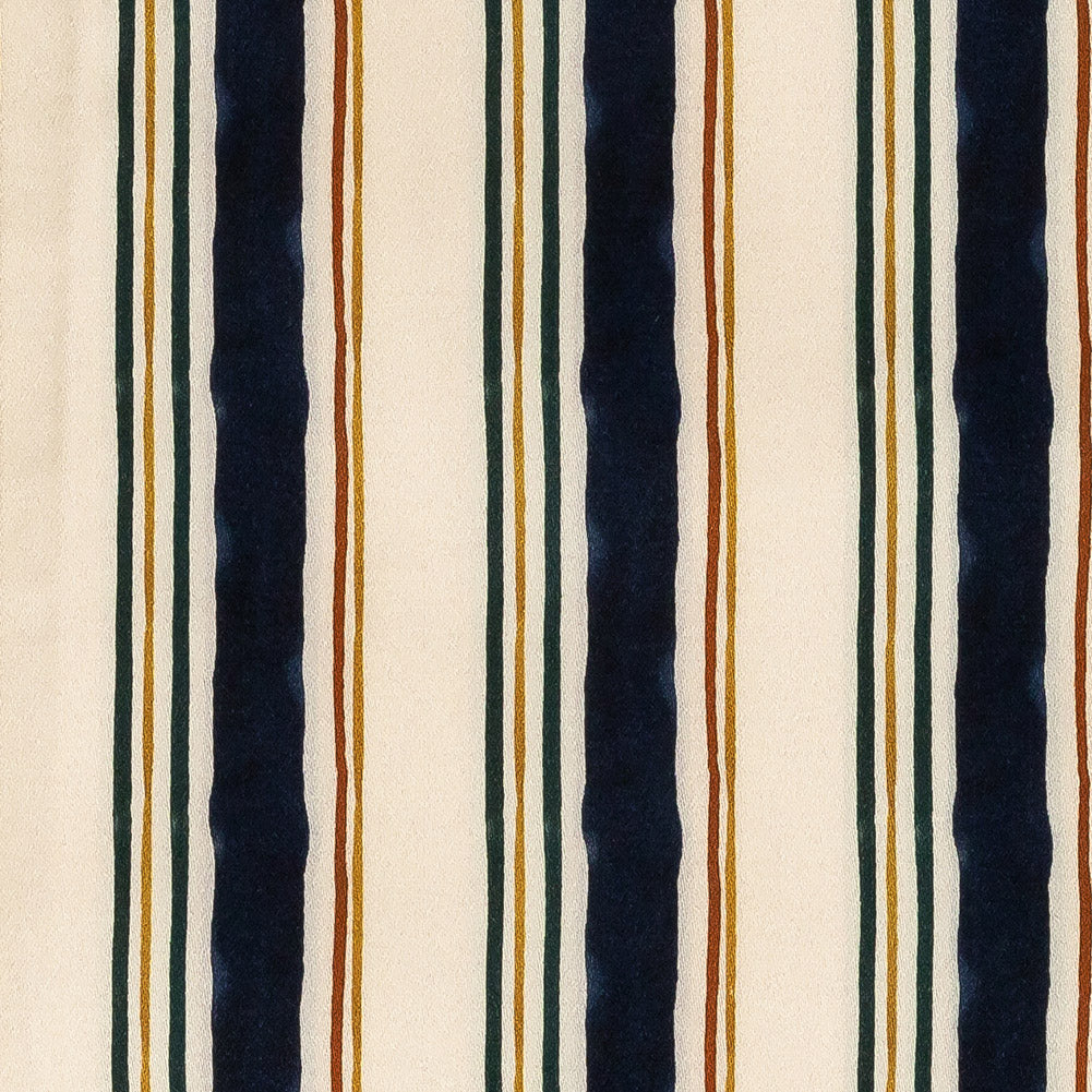 Stretch Cotton Sateen - Natural and Navy Stripes - Linear Transcendence Print - Mood Exclusive Tumunyana Collection Stretch Cotton Sateen - Natural and Navy Stripes - Linear Transcendence Print - Mood Exclusive Tumunyana Collection
