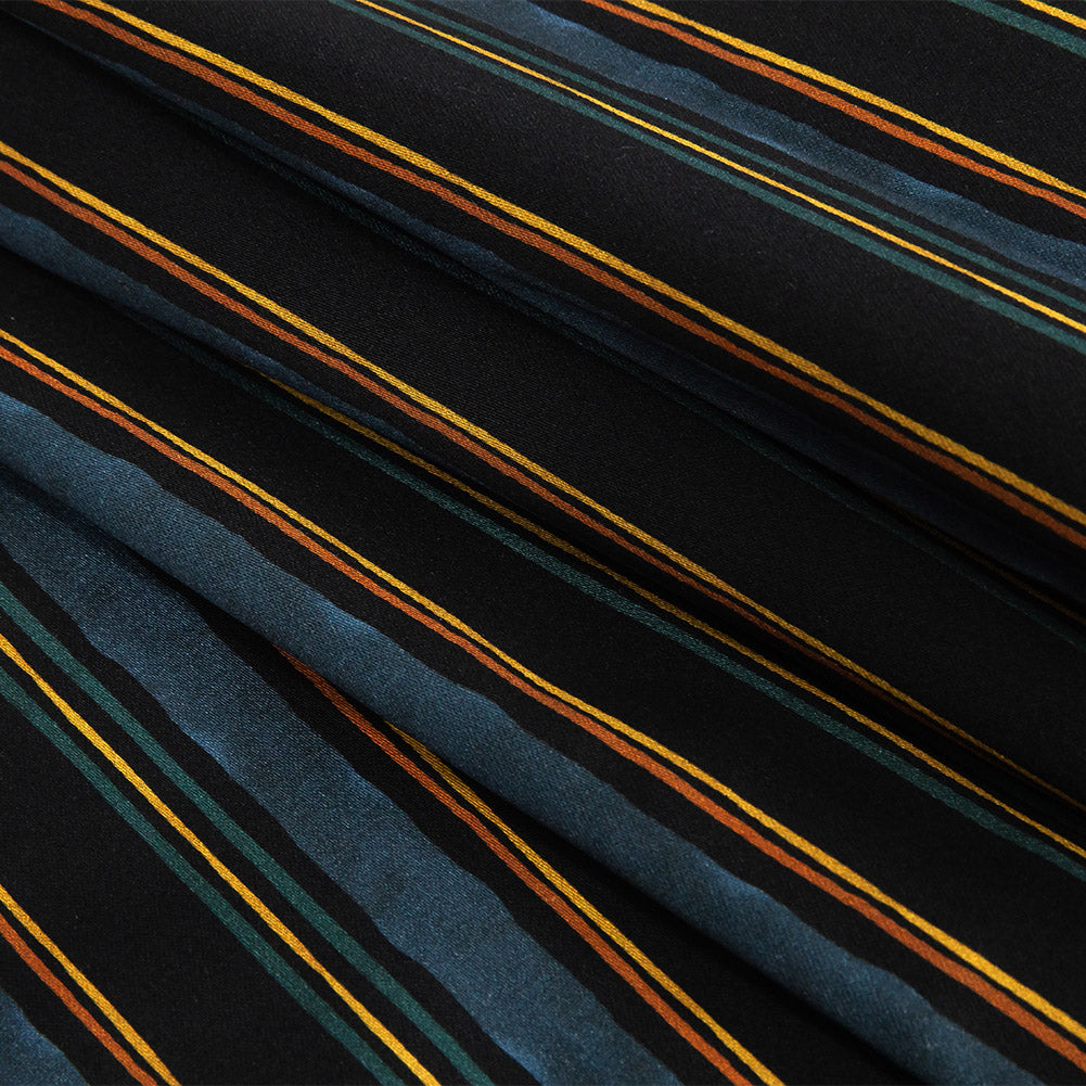 Stretch Cotton Sateen - Navy and Blue Stripes - Linear Transcendence Print - Mood Exclusive Tumunyana Collection Stretch Cotton Sateen - Navy and Blue Stripes - Linear Transcendence Print - Mood Exclusive Tumunyana Collection