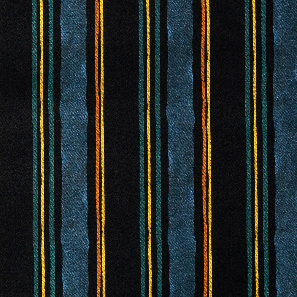 Stretch Cotton Sateen - Navy and Blue Stripes - Linear Transcendence Print - Mood Exclusive Tumunyana Collection Stretch Cotton Sateen - Navy and Blue Stripes - Linear Transcendence Print - Mood Exclusive Tumunyana Collection