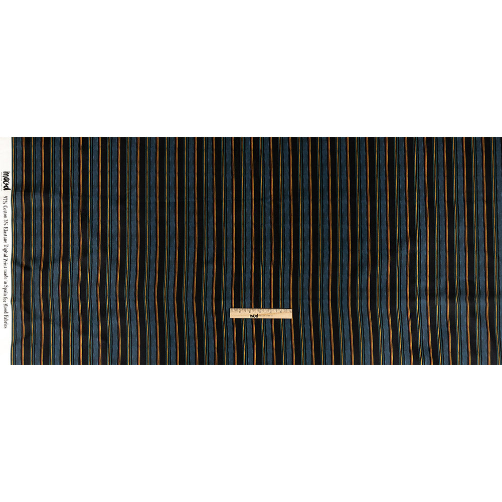 Stretch Cotton Sateen - Navy and Blue Stripes - Linear Transcendence Print - Mood Exclusive Tumunyana Collection Stretch Cotton Sateen - Navy and Blue Stripes - Linear Transcendence Print - Mood Exclusive Tumunyana Collection
