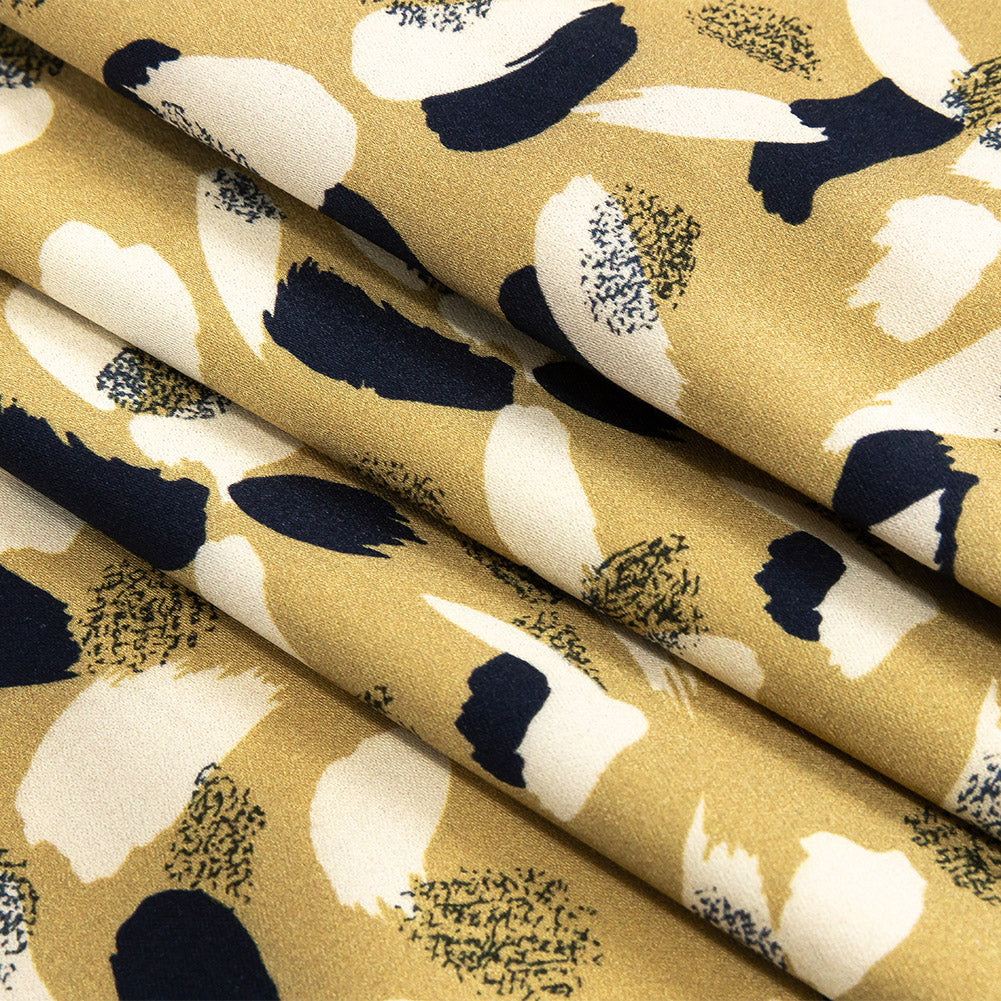 Stretch Cotton Sateen - Yellow, Navy and White Brushstrokes - Nebulous Amalgam Print - Mood Exclusive Tumunyana Collection Stretch Cotton Sateen - Yellow, Navy and White Brushstrokes - Nebulous Amalgam Print - Mood Exclusive Tumunyana Collection