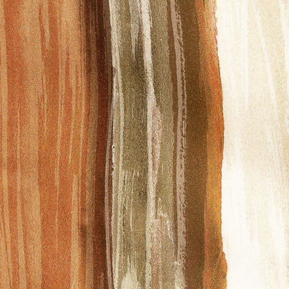 Stretch Cotton Sateen - Orange and Teal Painted Stripes - Nilotic Wasteland Print - Mood Exclusive Tumunyana Collection Stretch Cotton Sateen - Orange and Teal Painted Stripes - Nilotic Wasteland Print - Mood Exclusive Tumunyana Collection