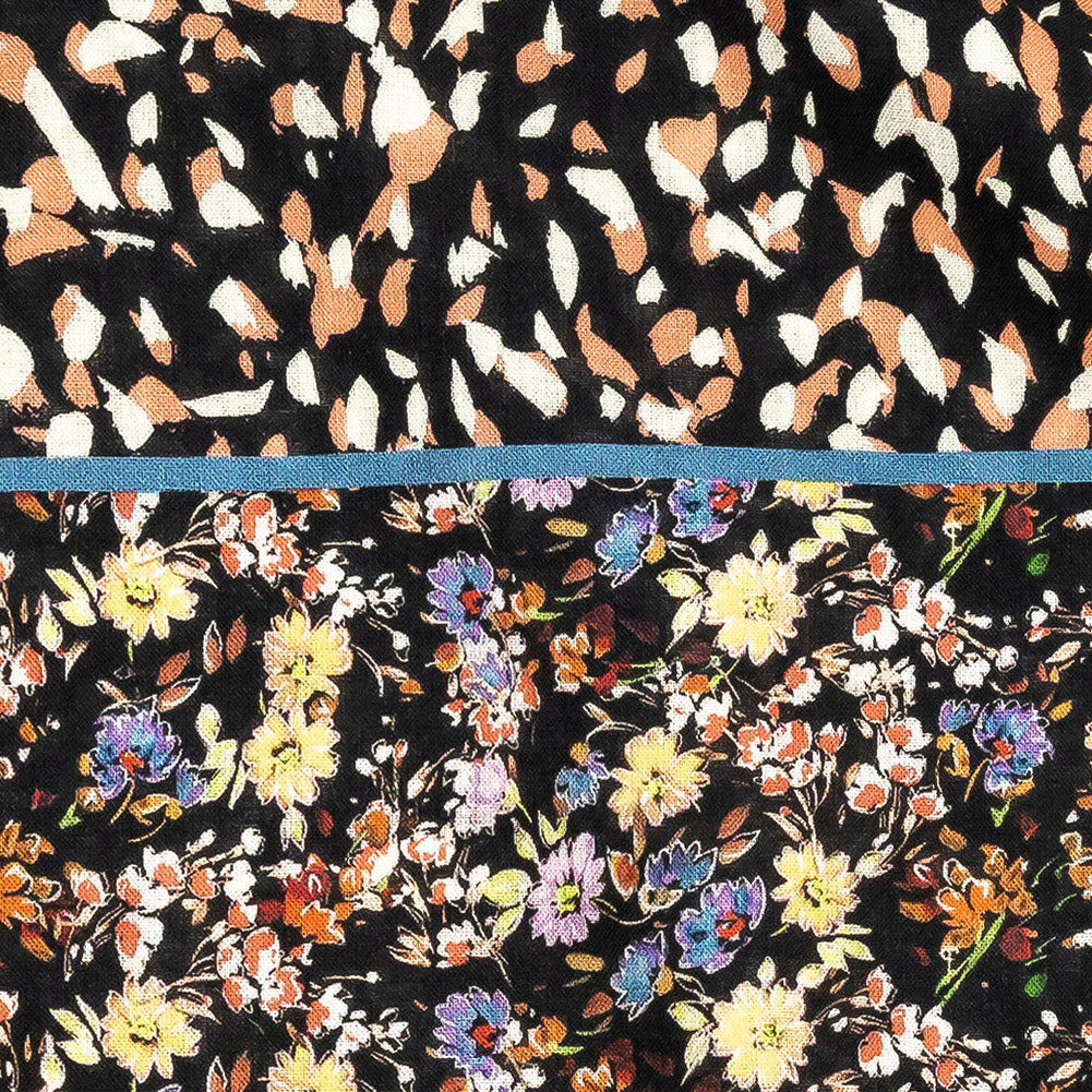 Cotton Voile - Floral and Abstract Stripes - Fragmented Flourishings Print - Mood Exclusive Tumunyana Collection Detail Cotton Voile - Floral and Abstract Stripes - Fragmented Flourishings Print - Mood Exclusive Tumunyana Collection Detail
