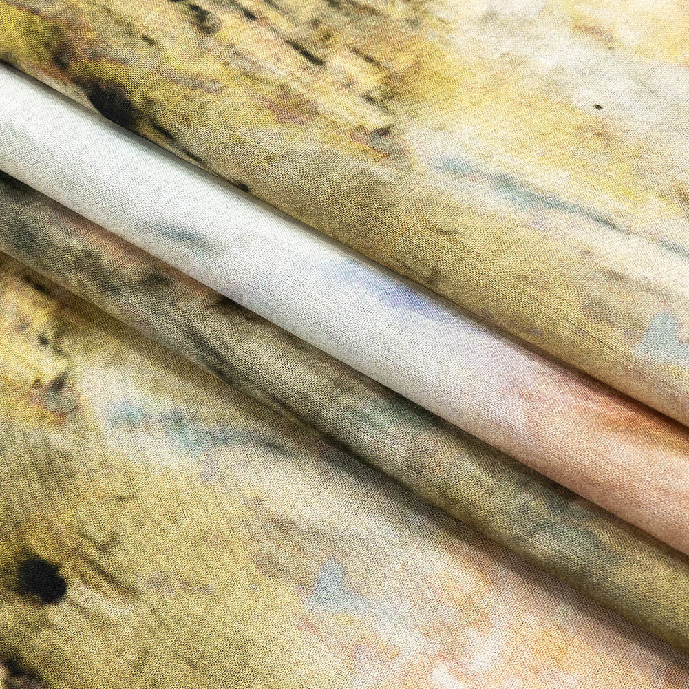 Cotton Voile - Chartreuse and Beige Painterly Abstract - Ethereal Apparition Print - Mood Exclusive Tumunyana Collection Folded Cotton Voile - Chartreuse and Beige Painterly Abstract - Ethereal Apparition Print - Mood Exclusive Tumunyana Collection Folded