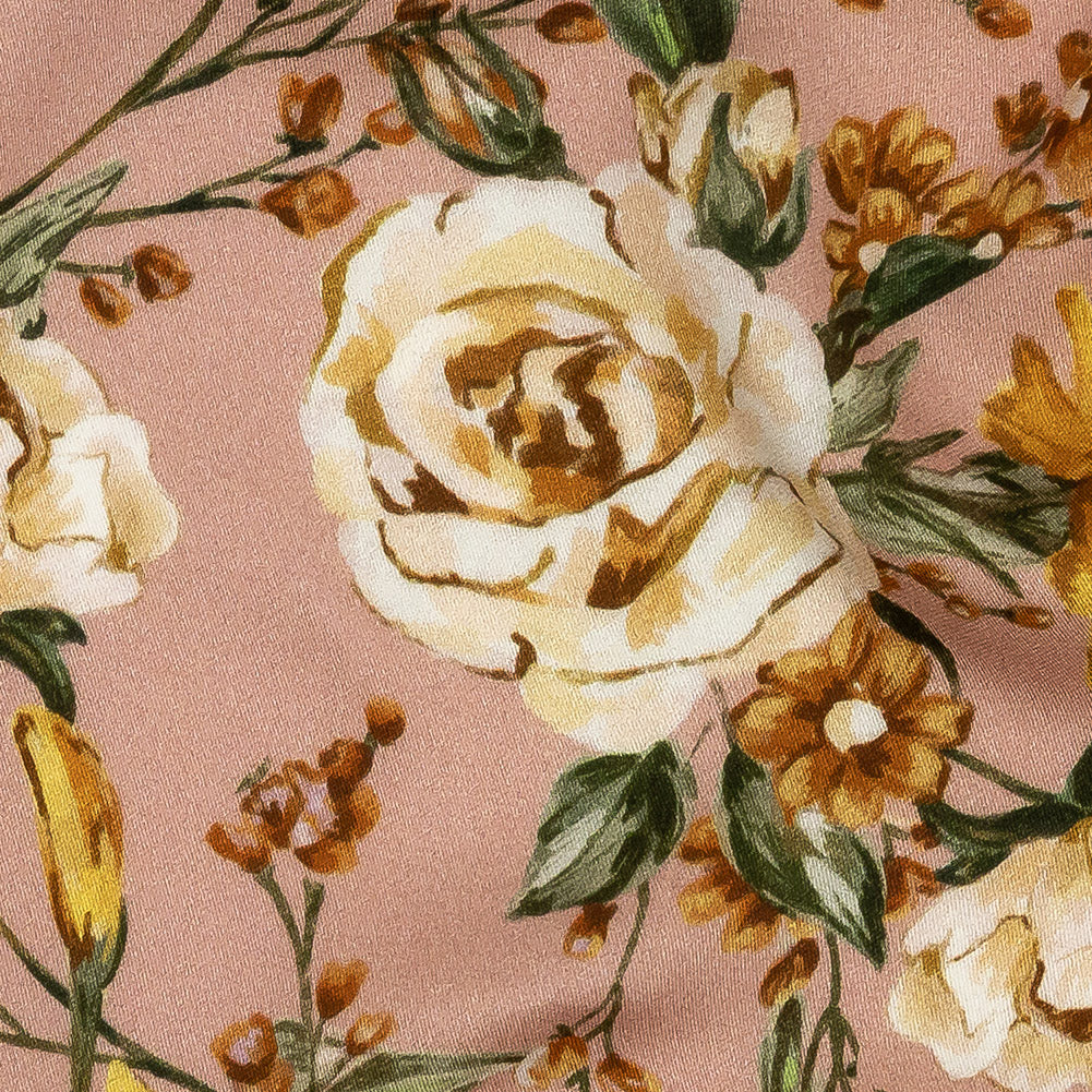 Rayon Challis - Pink, Yellow and White Rose Sprays - Bella Verona Print - Mood Exclusive Viso Collection Rayon Challis - Pink, Yellow and White Rose Sprays - Bella Verona Print - Mood Exclusive Viso Collection