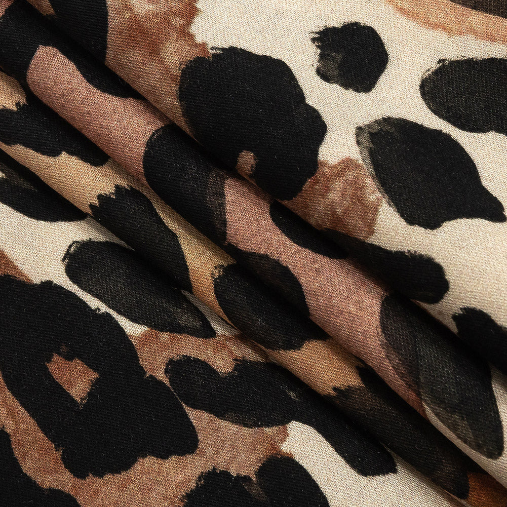 Rayon Challis - Beige and Black Leopard Spots - Animato Print - Mood Exclusive Viso Collection Rayon Challis - Beige and Black Leopard Spots - Animato Print - Mood Exclusive Viso Collection