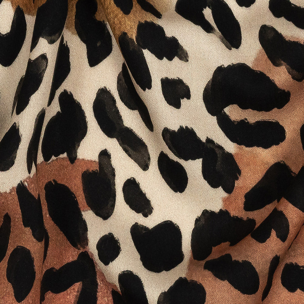 Rayon Challis - Beige and Black Leopard Spots - Animato Print - Mood Exclusive Viso Collection Rayon Challis - Beige and Black Leopard Spots - Animato Print - Mood Exclusive Viso Collection