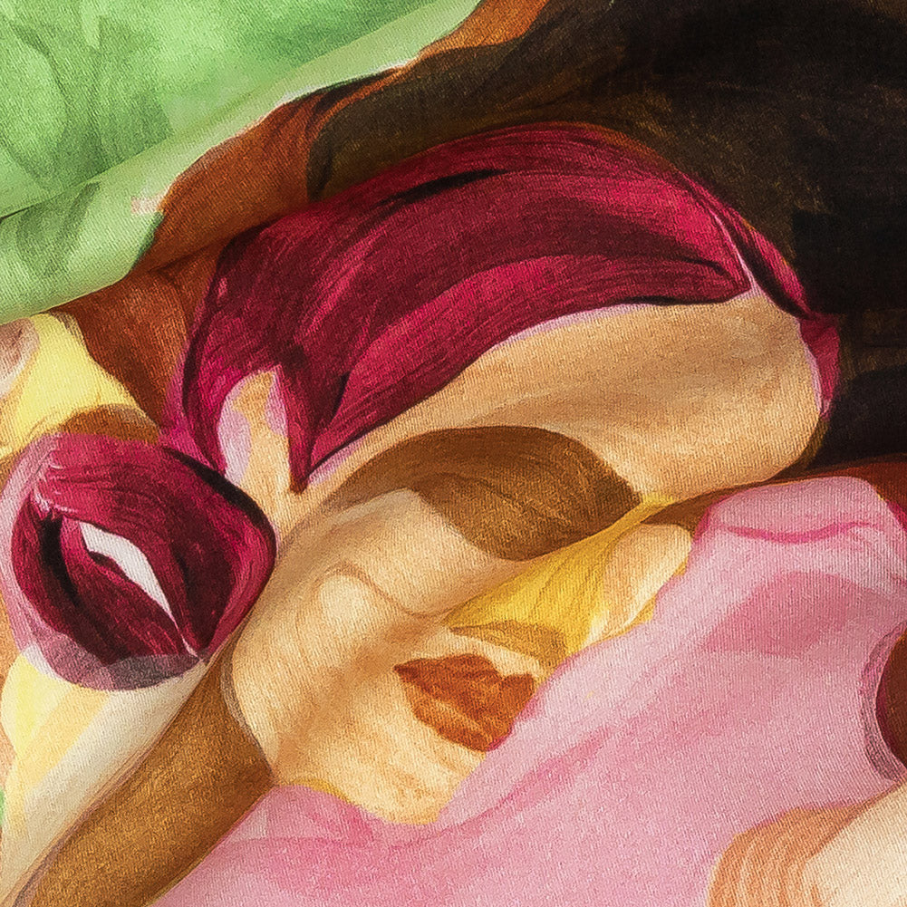 Rayon Challis - Rainbow Painterly Faces - Artemisia Print - Mood Exclusive Viso Collection Rayon Challis - Rainbow Painterly Faces - Artemisia Print - Mood Exclusive Viso Collection