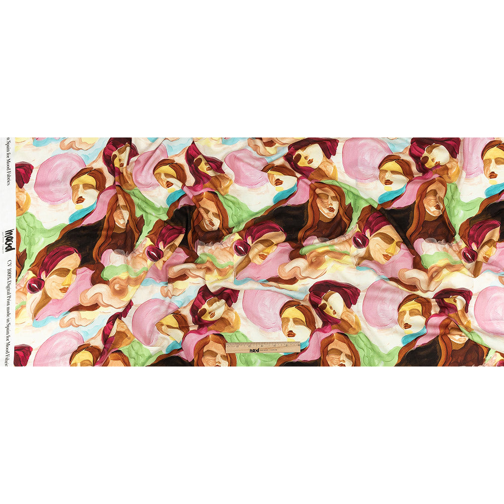 Rayon Challis - Rainbow Painterly Faces - Artemisia Print - Mood Exclusive Viso Collection Rayon Challis - Rainbow Painterly Faces - Artemisia Print - Mood Exclusive Viso Collection