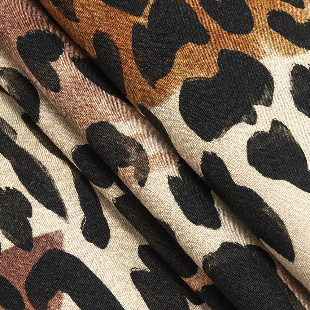Stretch Cotton Sateen - Beige and Black Leopard Spots - Animato Print - Mood Exclusive Viso Collection Folded Stretch Cotton Sateen - Beige and Black Leopard Spots - Animato Print - Mood Exclusive Viso Collection Folded