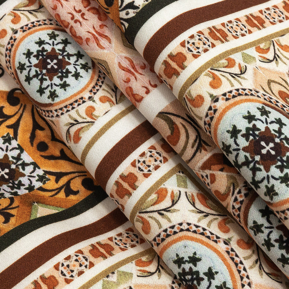 Stretch Cotton Sateen - Pink and Orange Ornate Patchwork - Arabesco Print - Mood Exclusive Viso Collection Folded Stretch Cotton Sateen - Pink and Orange Ornate Patchwork - Arabesco Print - Mood Exclusive Viso Collection Folded